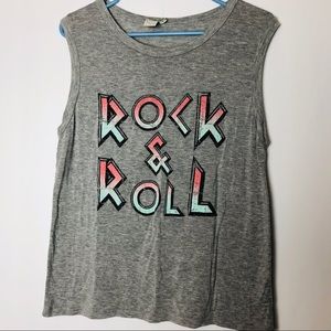 Paper crane rock and roll gray muscles shirt small